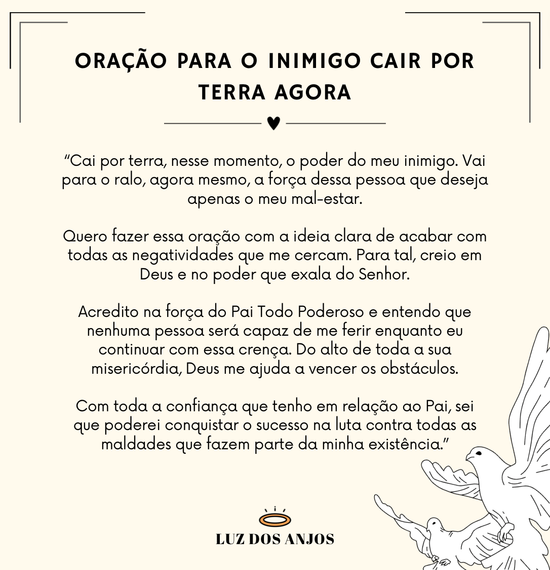 Oração para o inimigo cair por terra agora