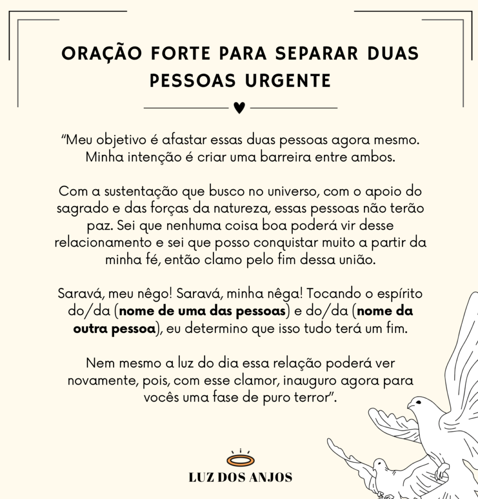 5 Orações Para Separar Duas Pessoas em 24 Horas