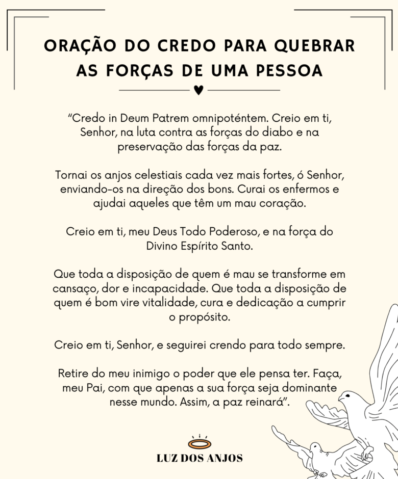 4 Orações do Credo Para Quebrar as Forças de Uma Pessoa