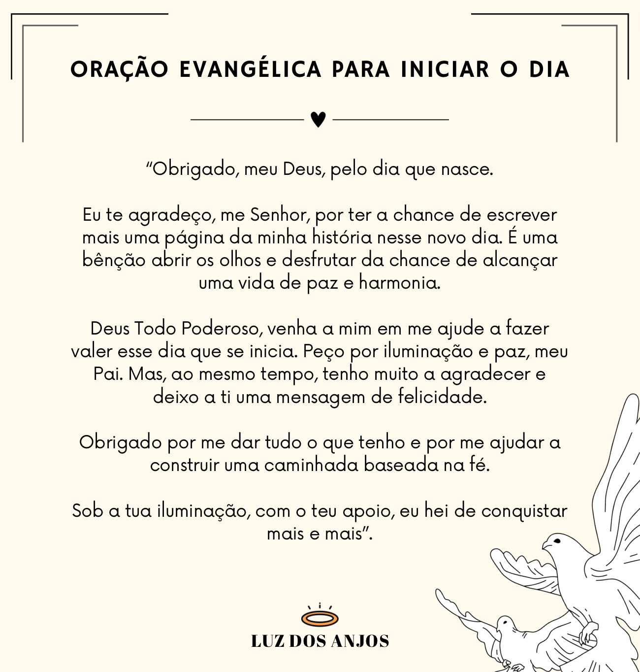 Oração evangélica para iniciar o dia