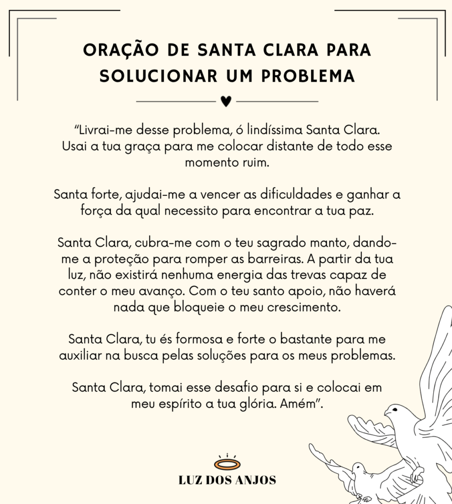 5 Orações Para Santa Clara: Resolver Problemas e Sol